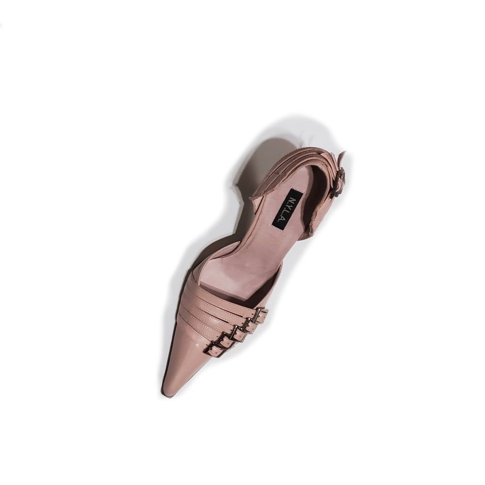 N.Y.L.A. Lilac Pink D'Orsay Buckle Stiletto Heels